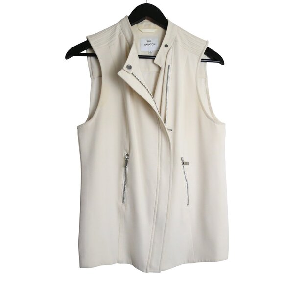 Aritzia Babaton Cream Structured Zip Vest / Sleeveless Jacket Size Small - Picture 1 of 10